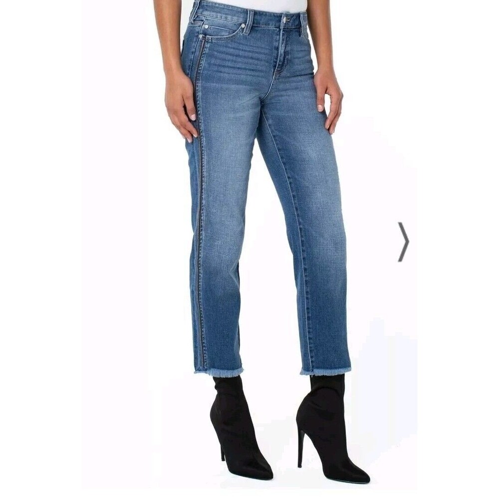 Liverpool Women’s Sz 6 Sadie Crop Straight Leg Zipper Detail Blue Jeans - Picture 7 of 8